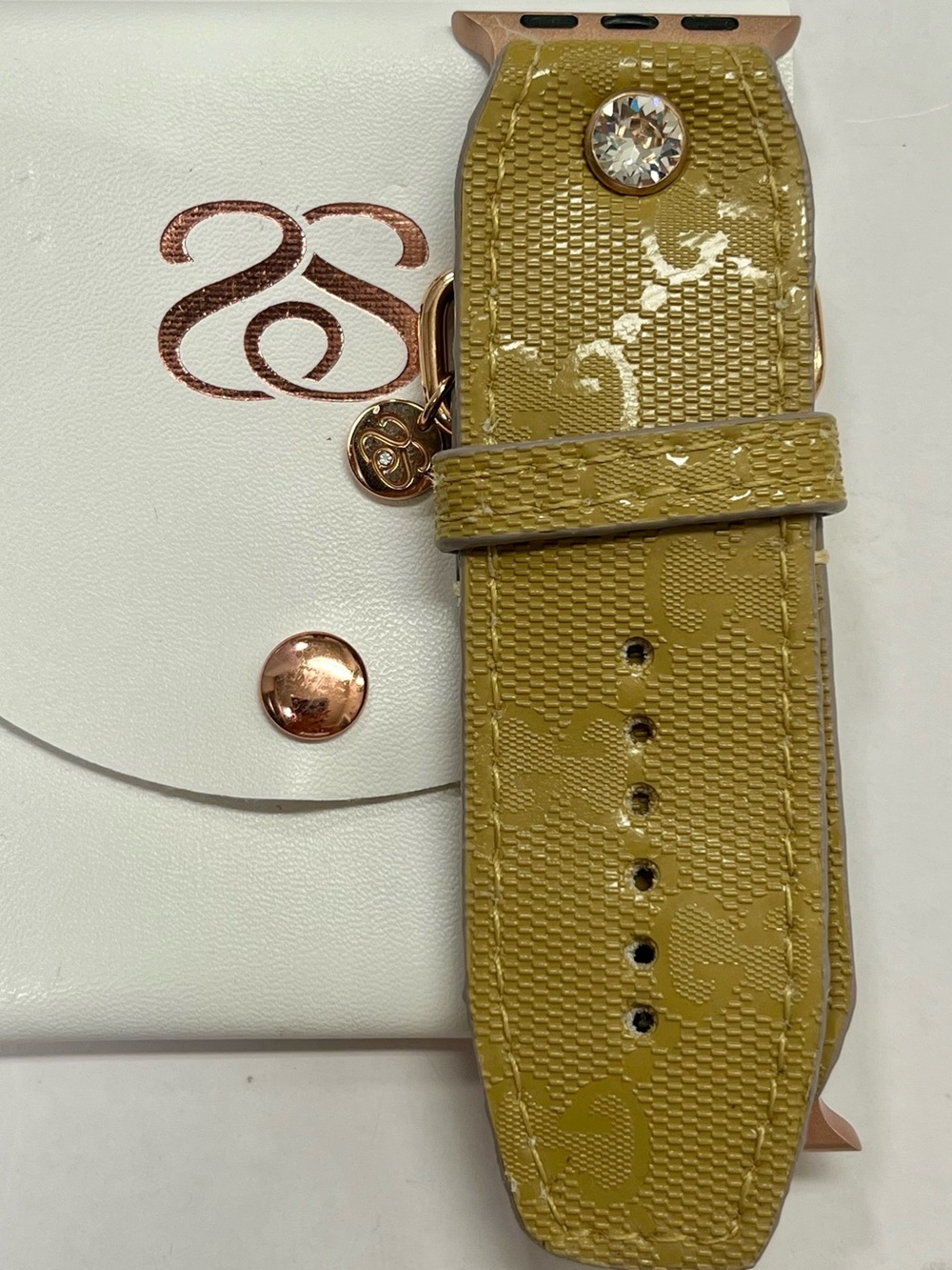 Spark*l band chartreuse Imprime Watch band with Clear Crystal Accent